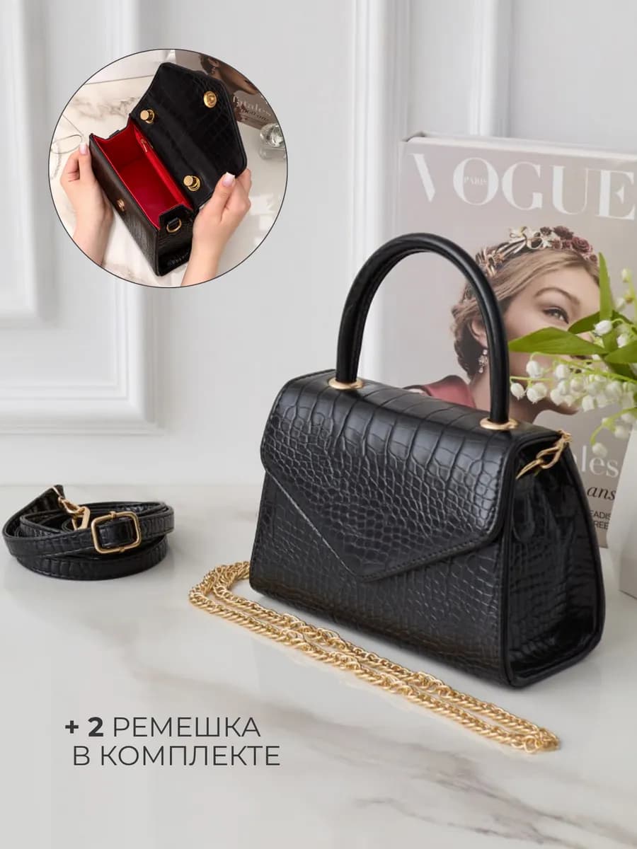 сумка женская через плечо черная вечерняя - фото 1