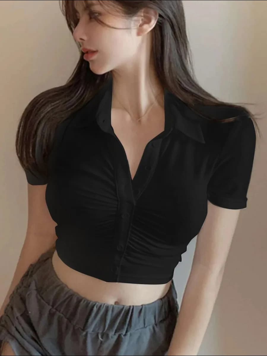 Рубашка приталенная с коротким рукавом