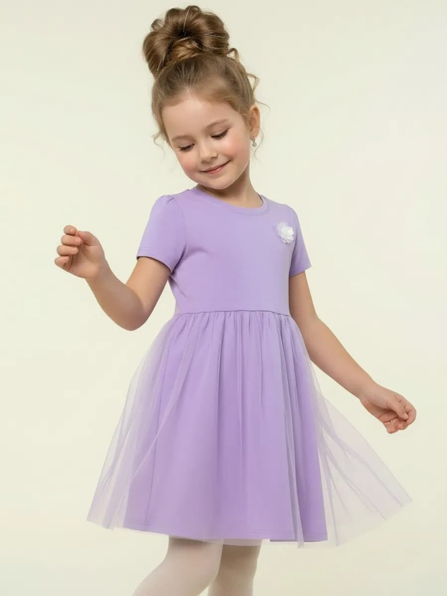 Платье сиреневое в сад юбка с фатином