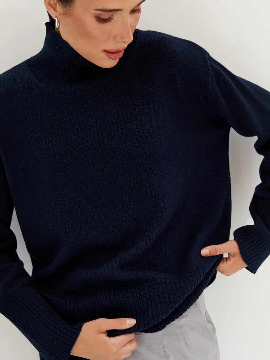 Джемпер женский оверсайз с длинным рукавом вязаный