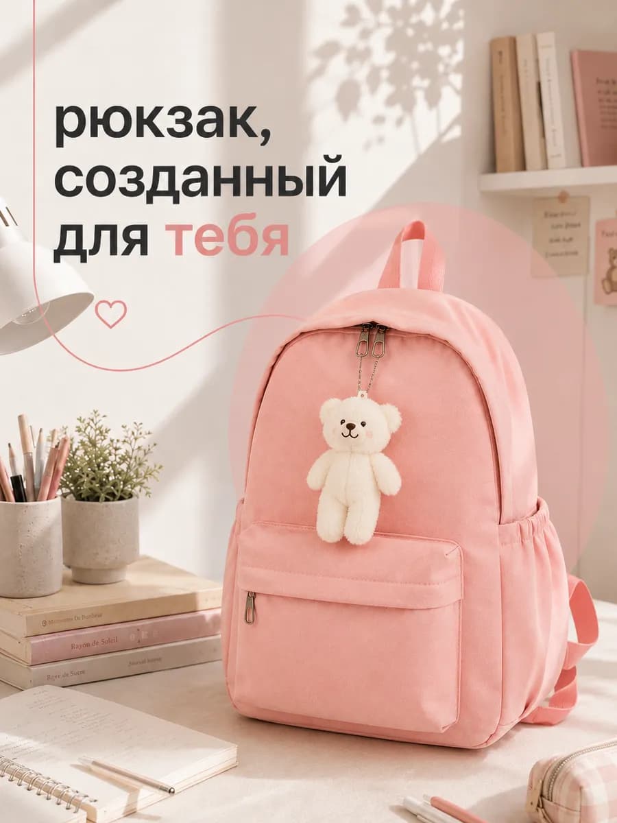 Рюкзак женский розовый школьный унисекс