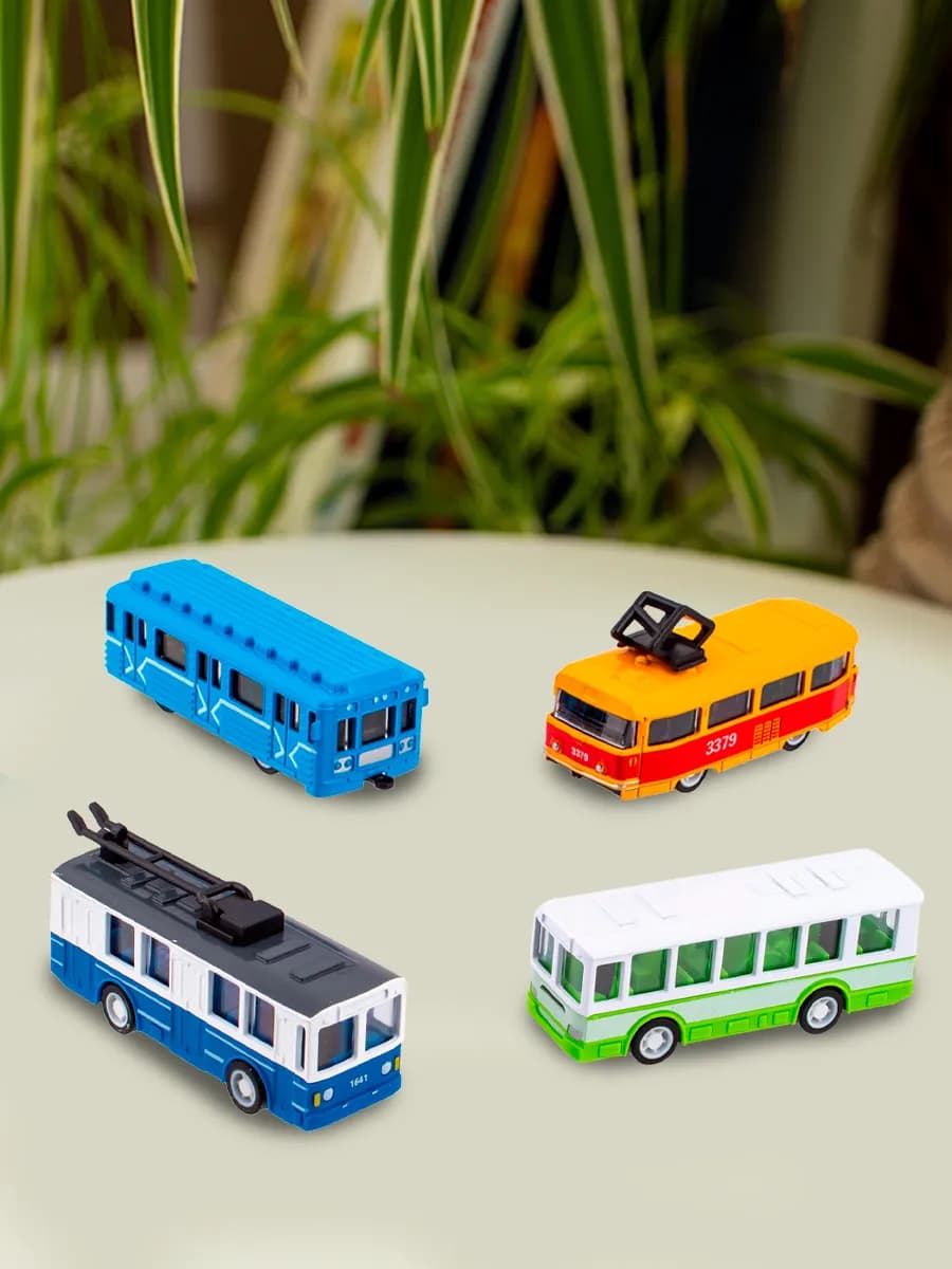 Набор машинок Городской транспорт, 4шт, размер 9 см