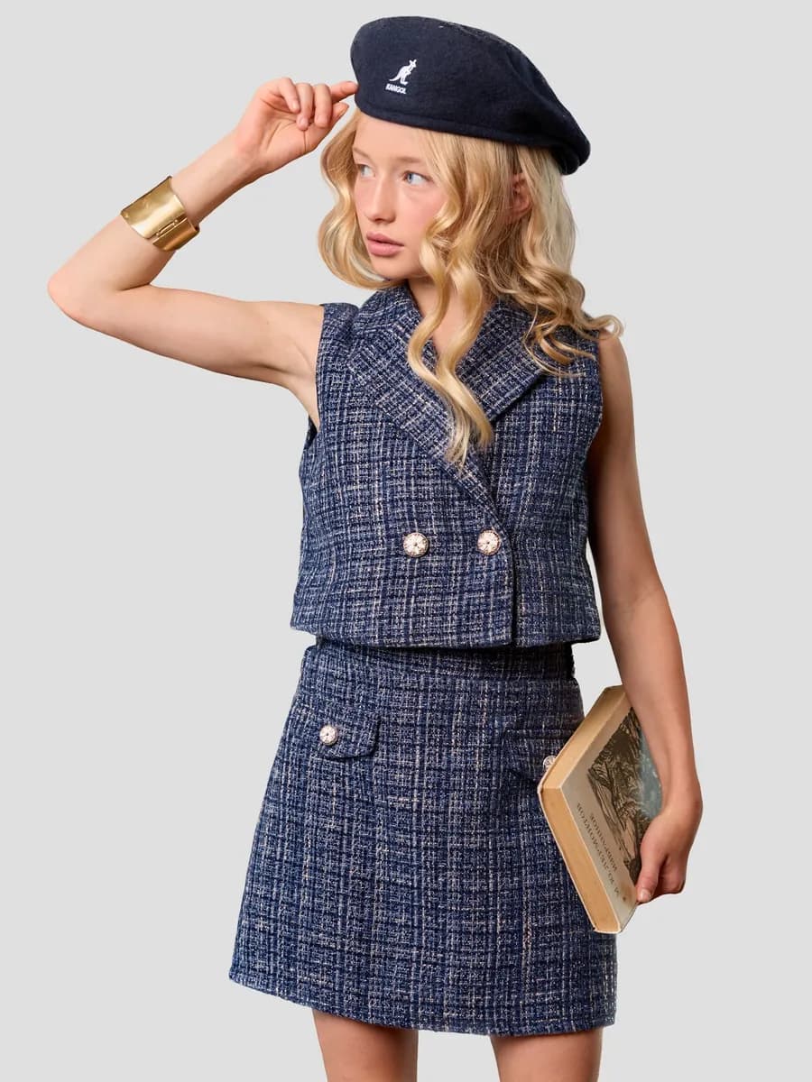 Школьный костюм Форма с жилетом и юбкой