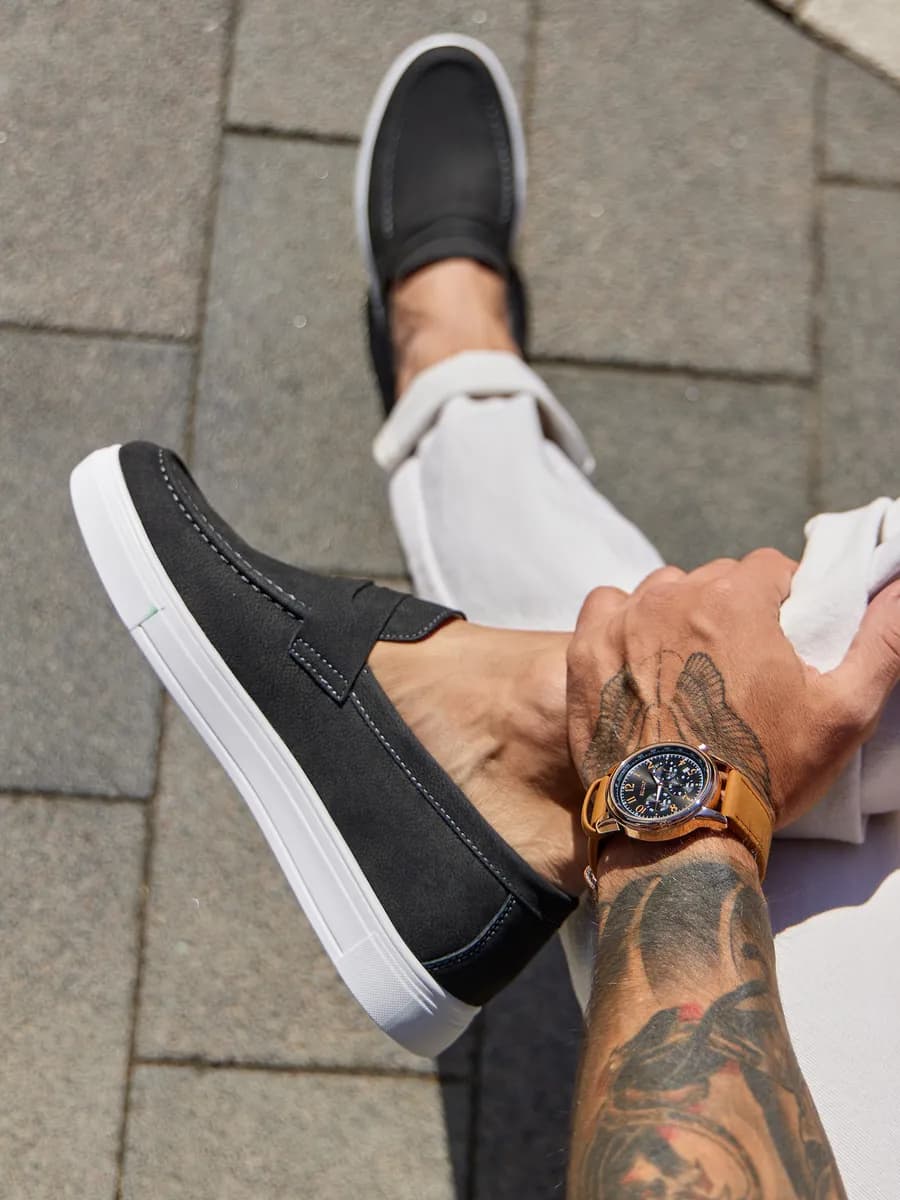 Лоферы на платформе кожаные