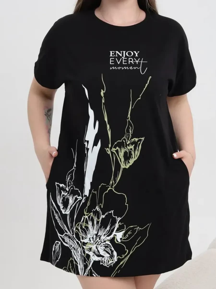 Туника трикотажная домашняя больших размеров