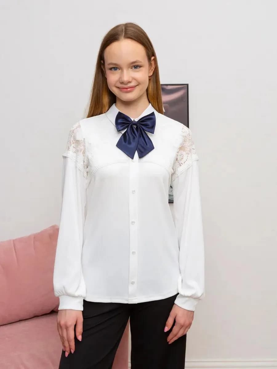 Блузка школьная праздничная с бантом