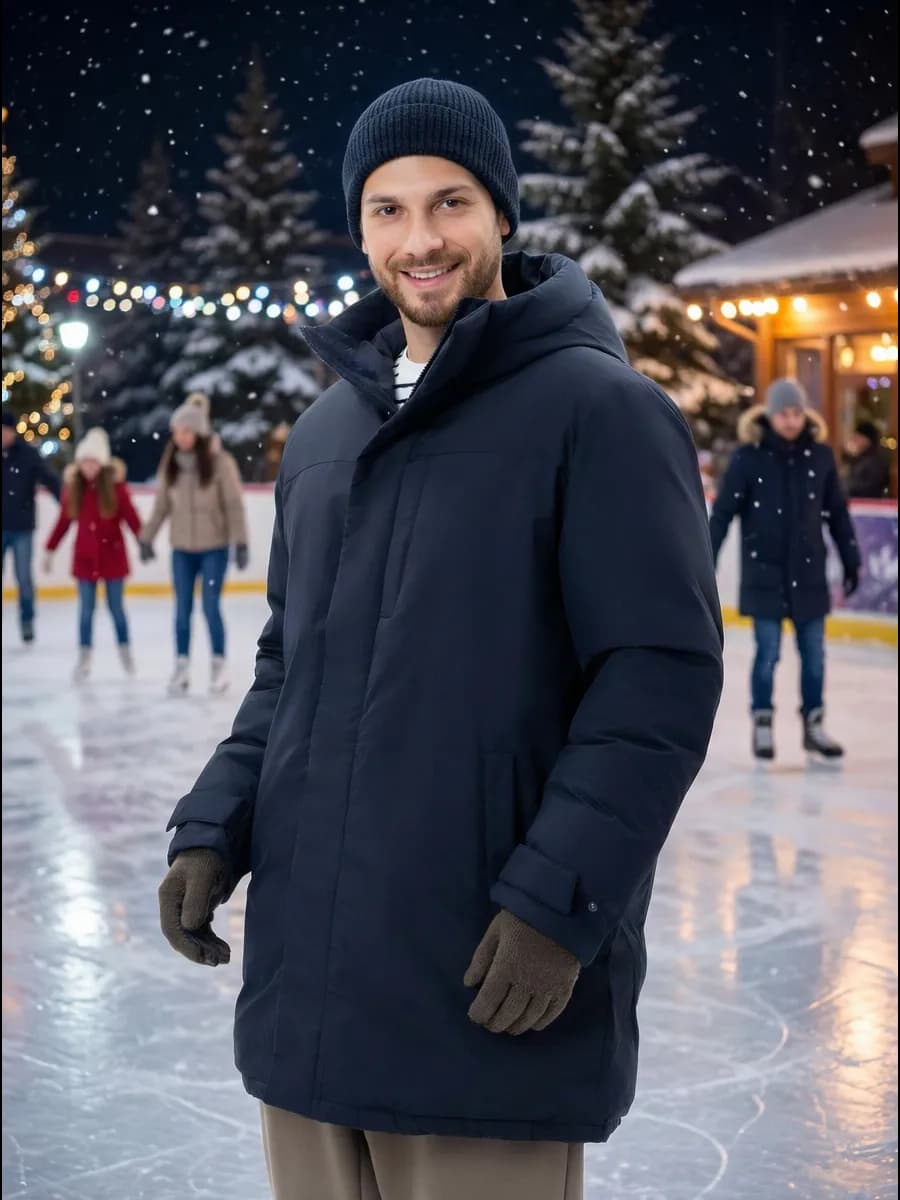 Куртка зимняя удлиненная с капюшоном - фото 1