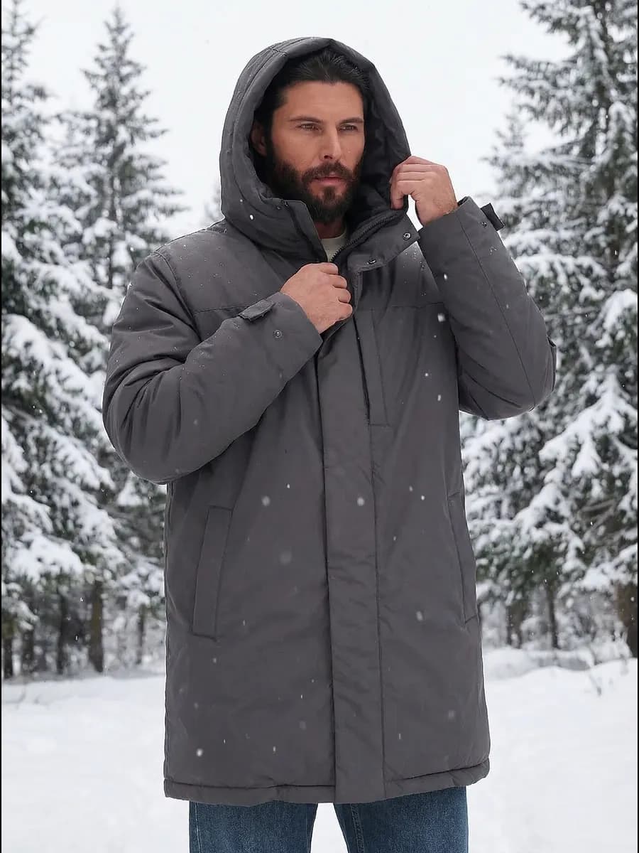 Куртка зимняя удлиненная с капюшоном пуховик - фото 1