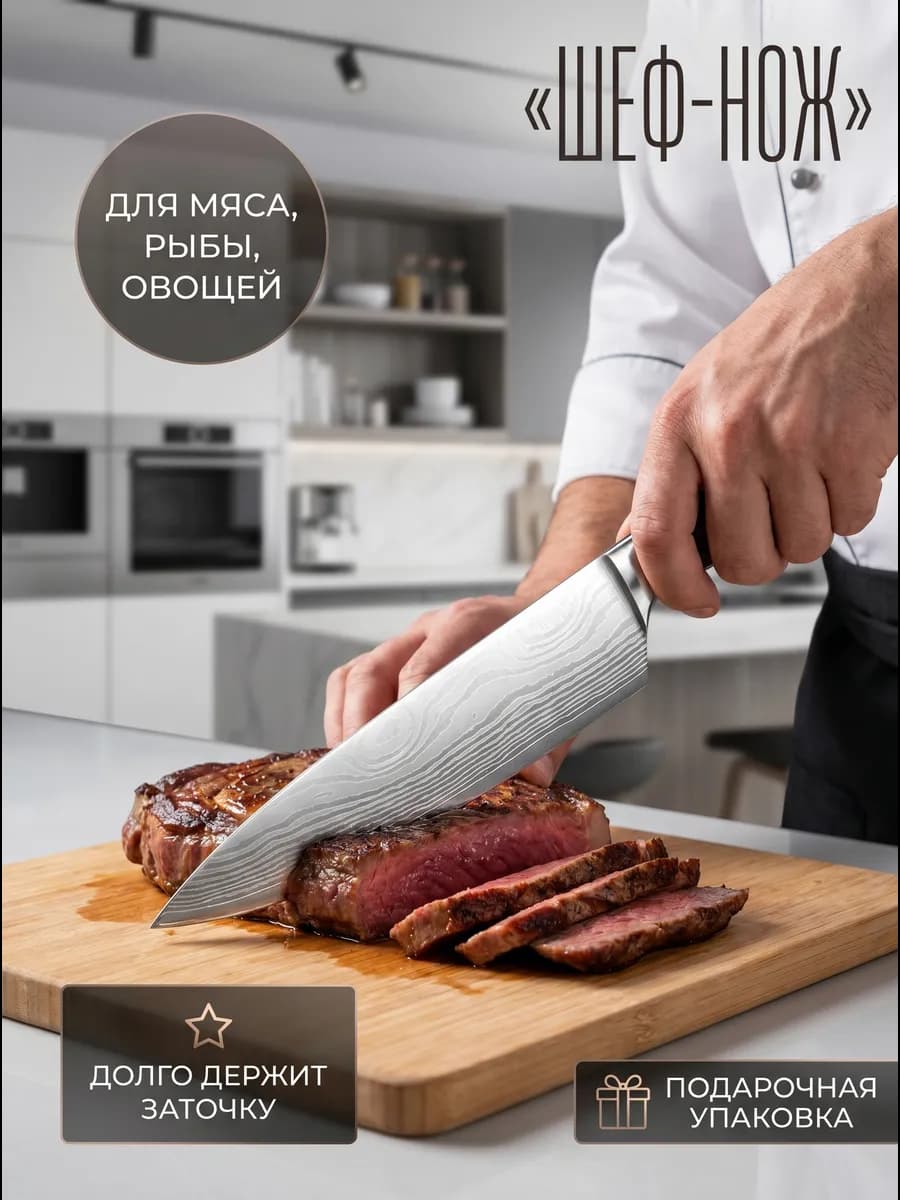 Нож кухонный профессиональный шеф-повара