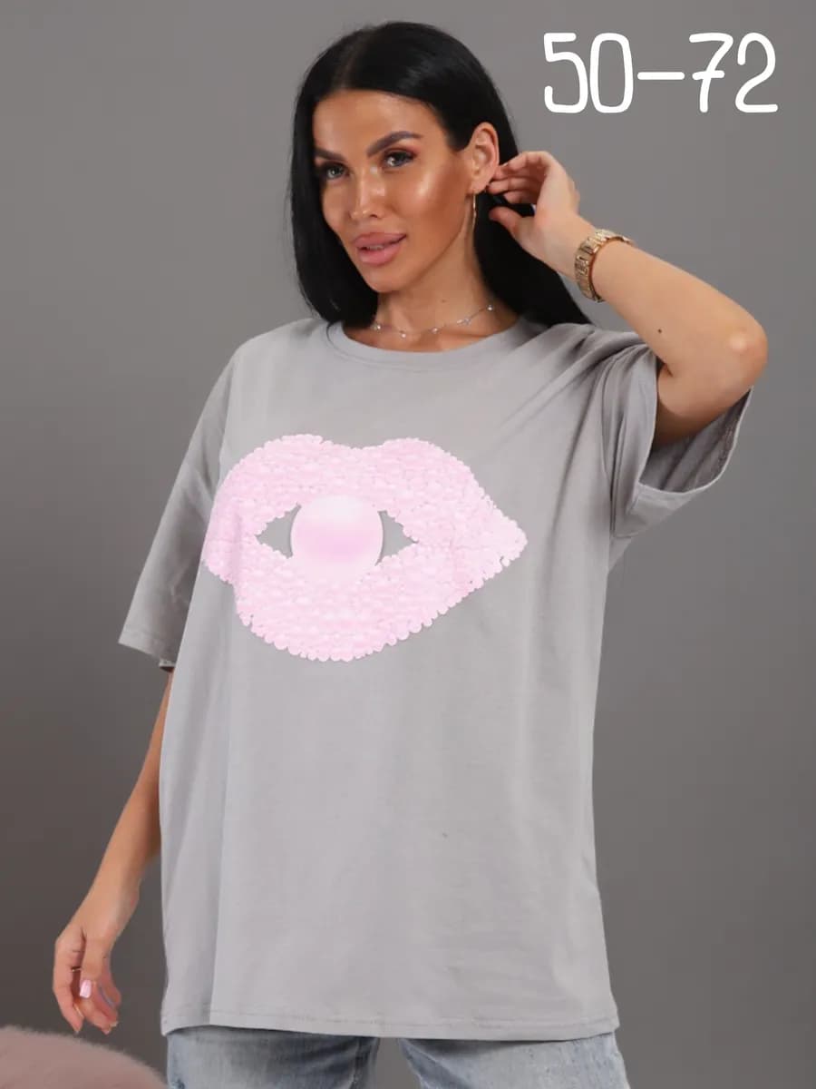 Футболка оверсайз больших размеров длинная - фото 1