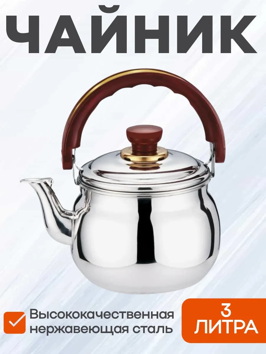 Чайник наплитный из нержавеющей стали 3 литра