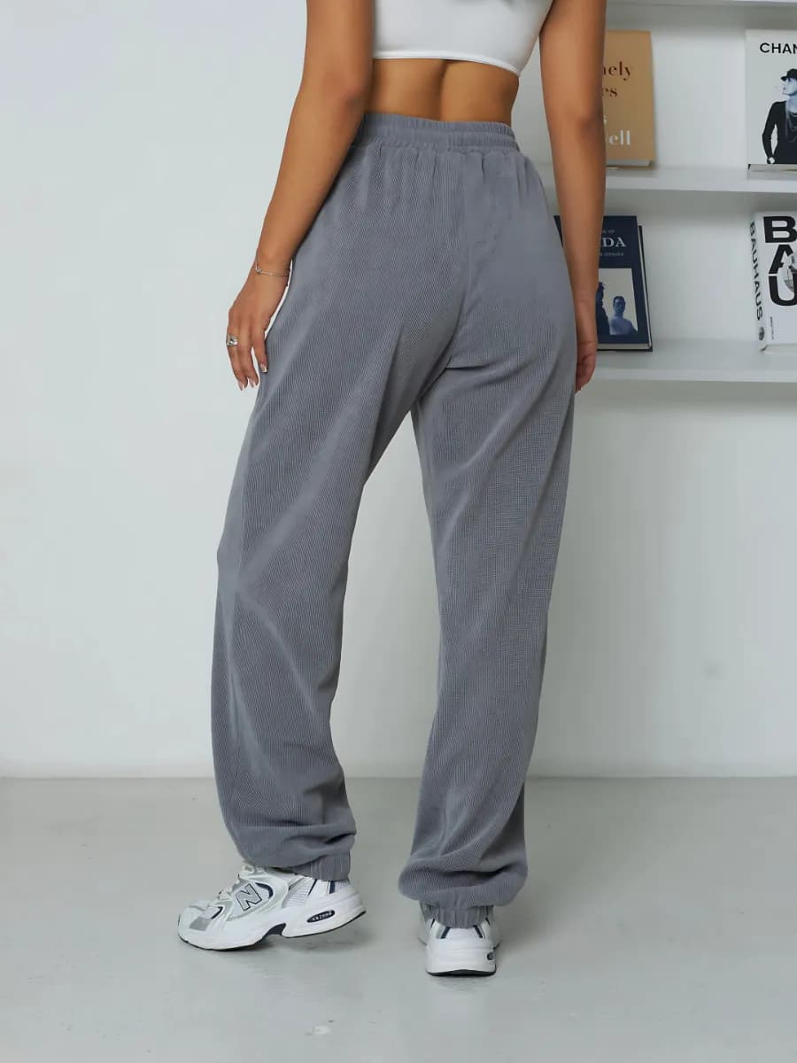 Спортивные джоггеры оверсайз в рубчик y2k с эффектом велюра