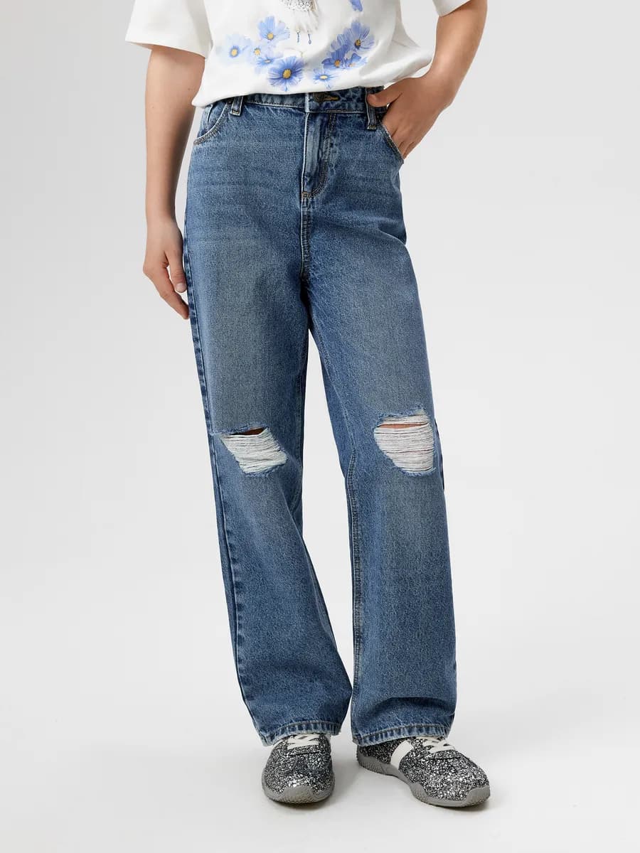 Джинсы прямые на подростков средняя посадка - фото 1