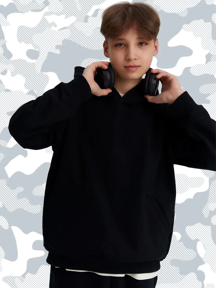 Худи оверсайз для мальчика подростка без начеса с капюшоном