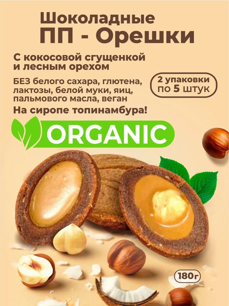 Шоколадные орешки с орехом и сгущенкой