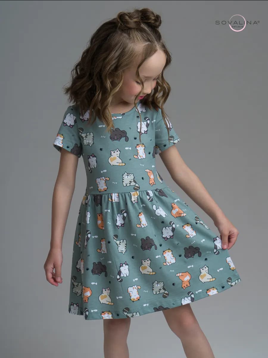 Летнее платье в садик короткий рукав