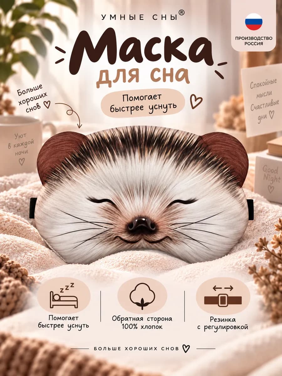 Маска для сна Ёжик