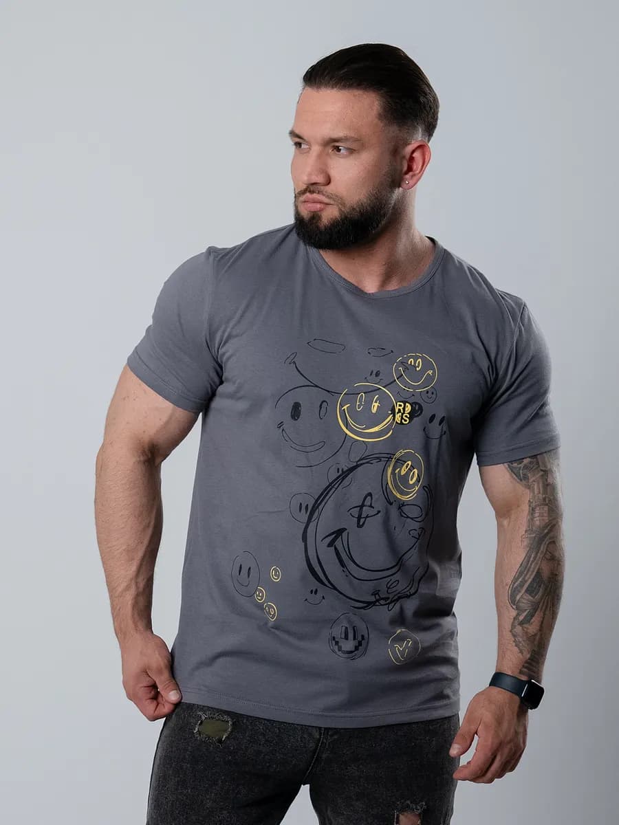 Футболка мужская базовая с принтом хлопок