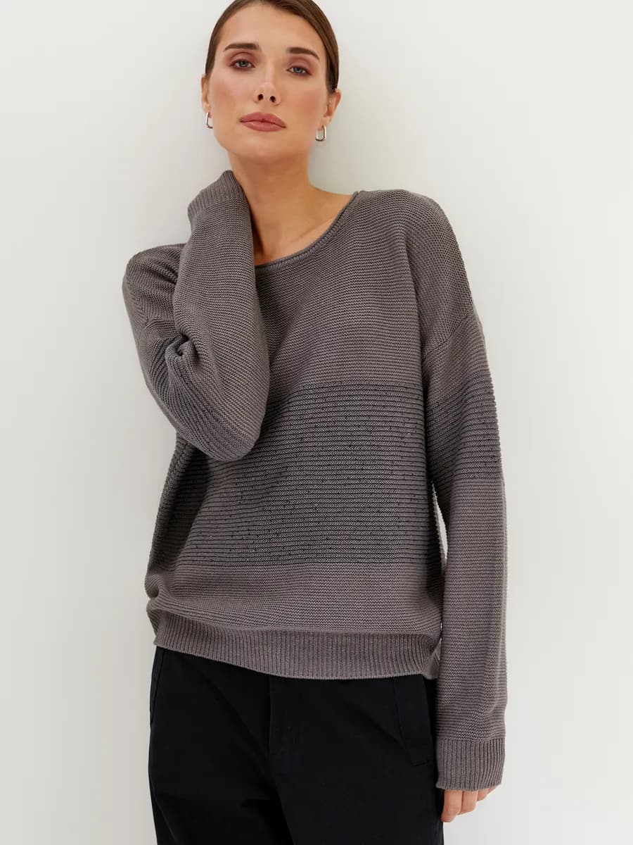 Джемпер женский большие размеры с пайетками вязаный