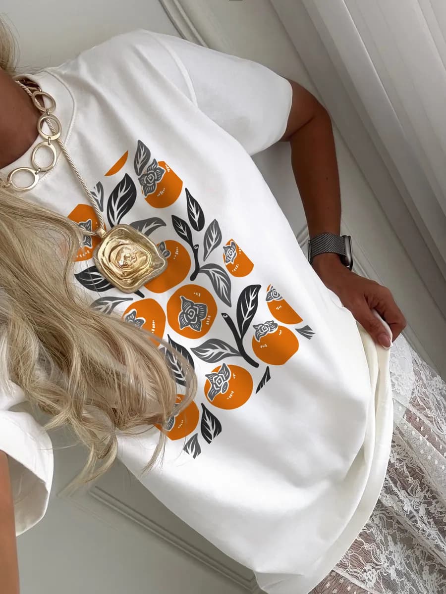 Футболка с принтом нарядная хлопковая весенняя