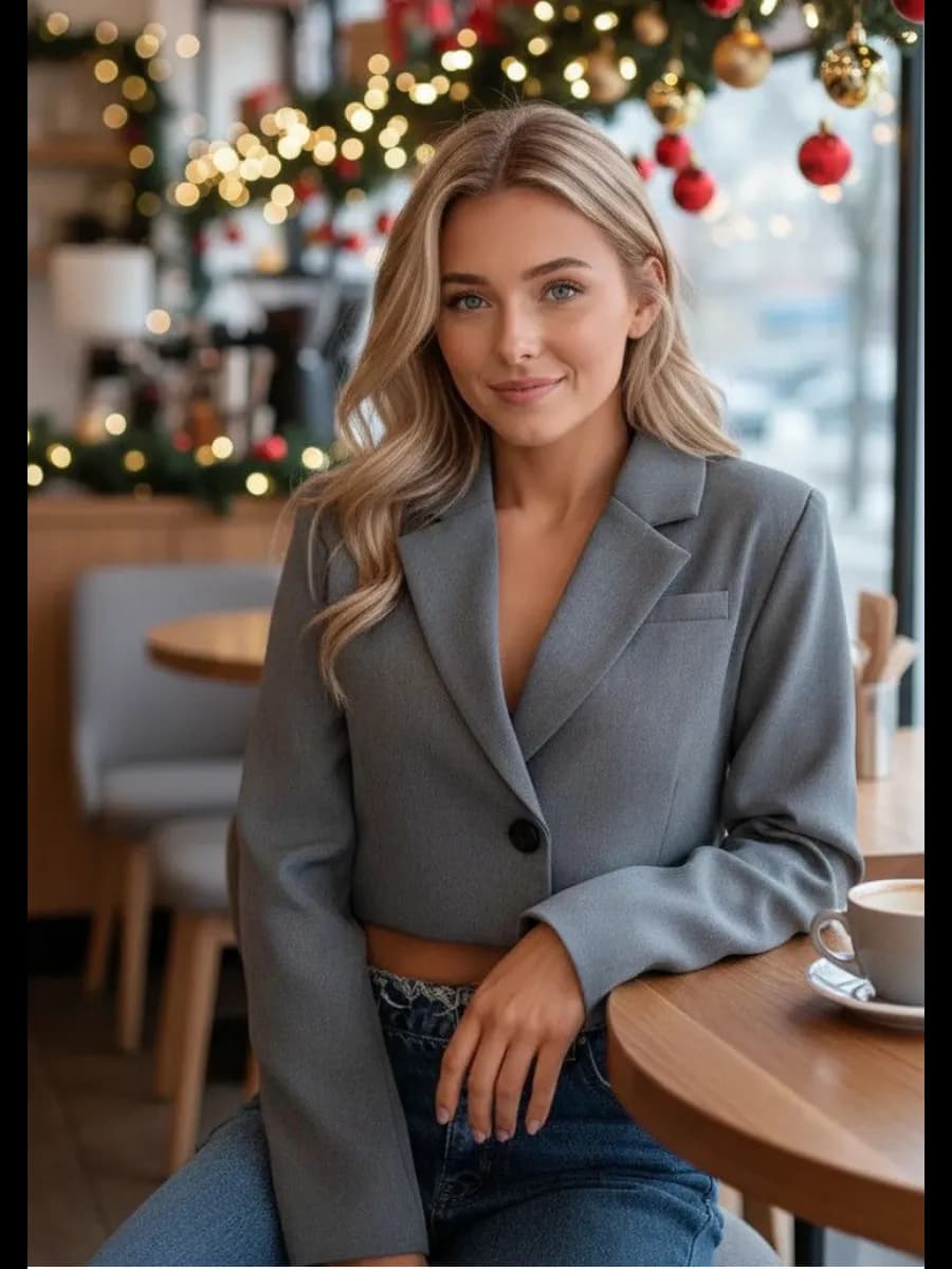 Пиджак оверсайз жакет укороченный блейзер