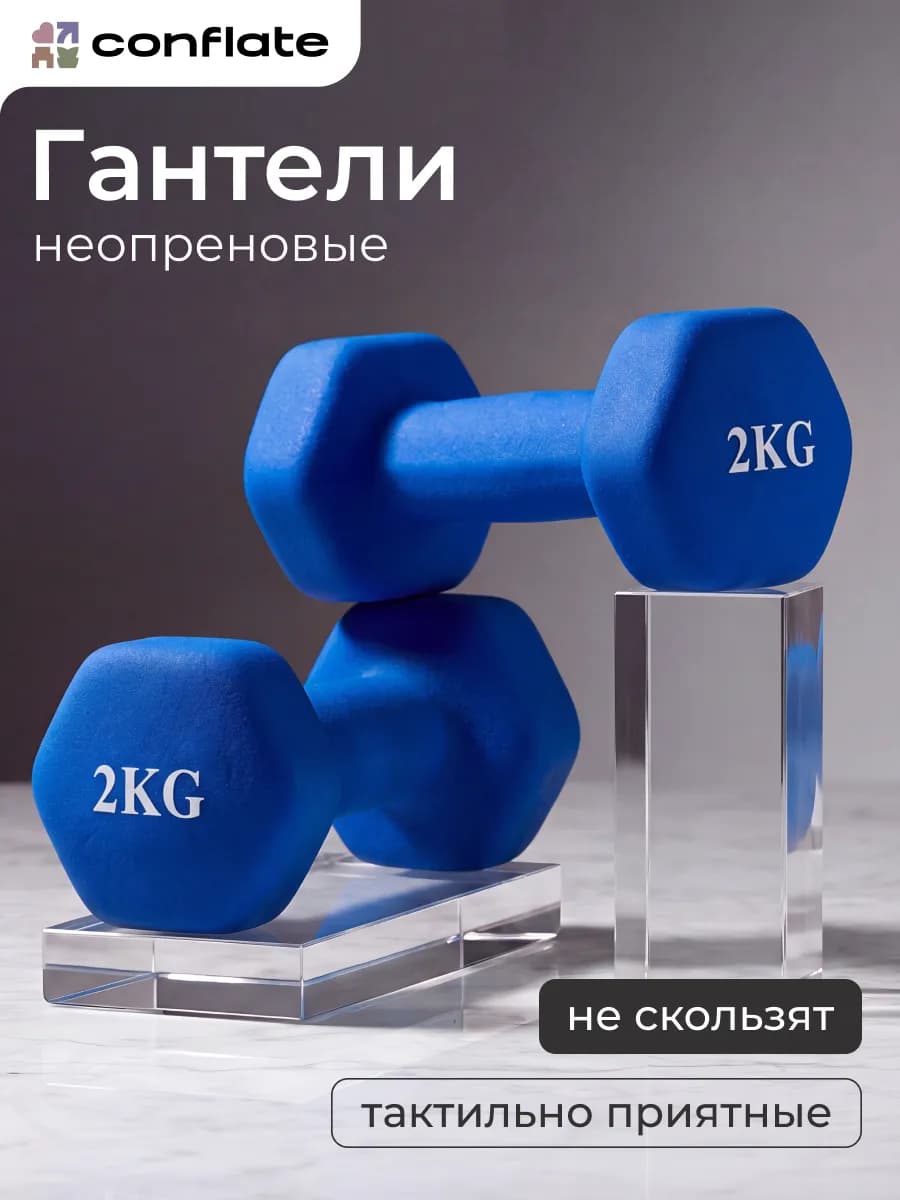 Гантели 2 кг 2 шт неразборные для фитнеса