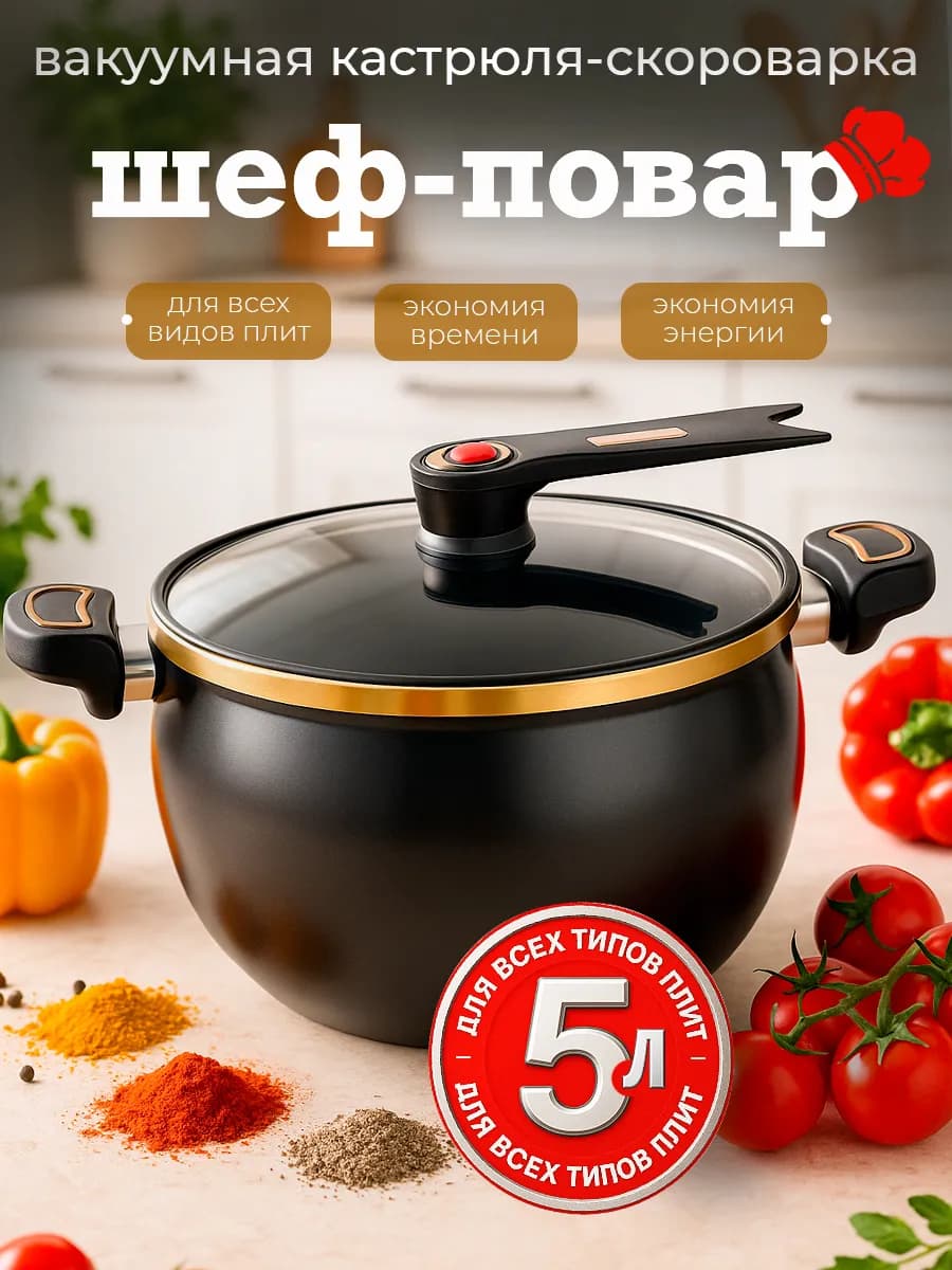 Кастрюля скороварка Шеф-повар вакуумная