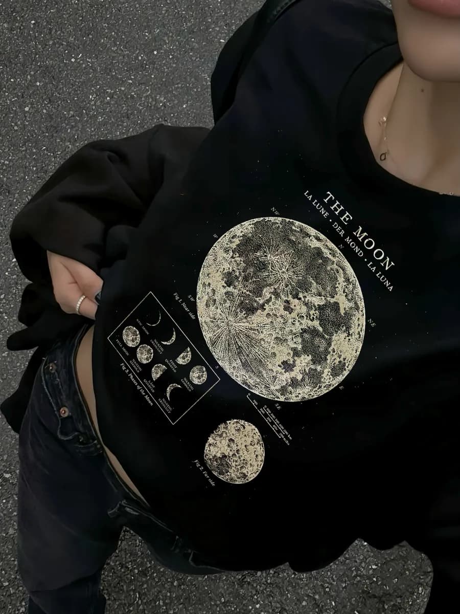 Футболка оверсайз с принтом у2к y2k луна moon