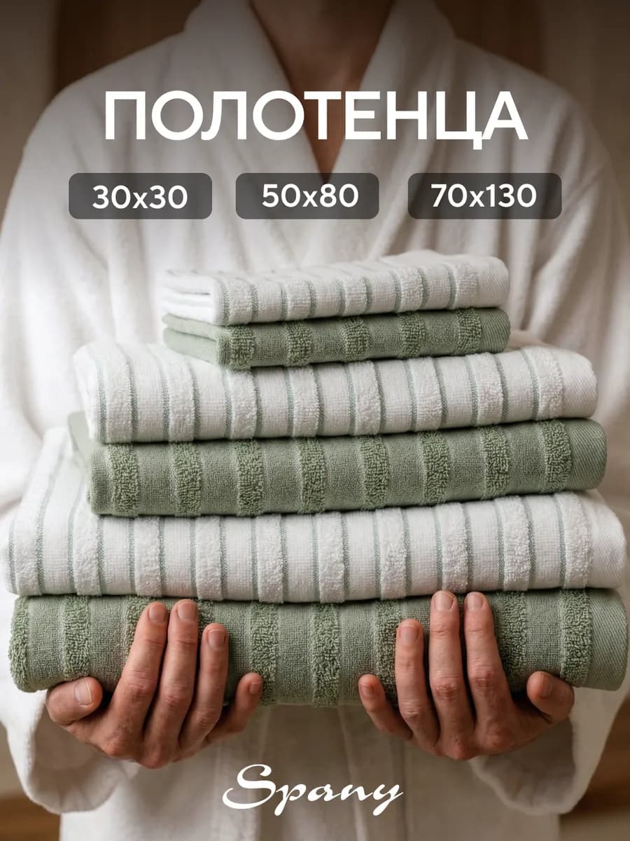 Полотенце банное махровое набор 6 шт 70х130, 50х80, 30х30