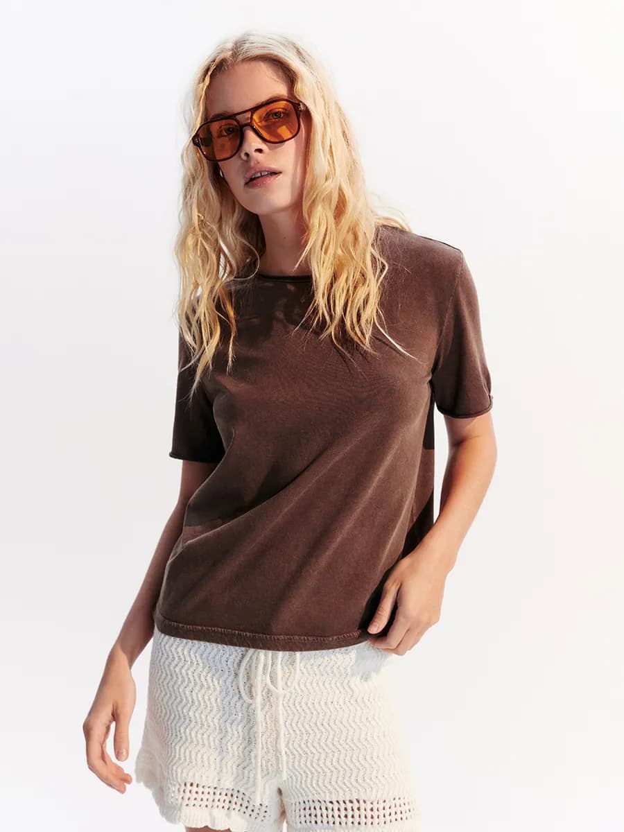 Тонкая футболка с вареным эффектом - фото 1