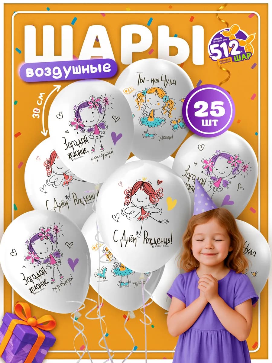 Воздушные шарики на день рождения для девочки набор