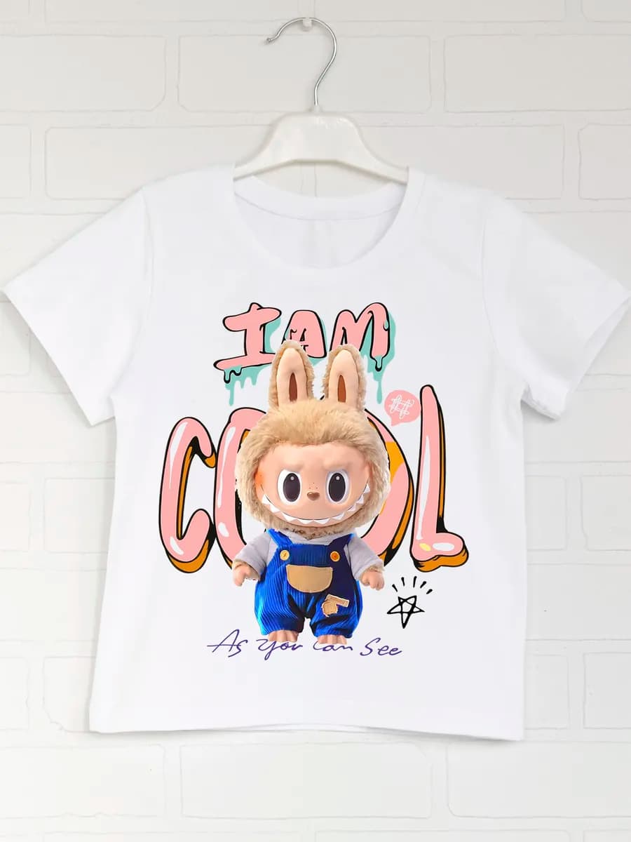 Футболка хлопковая с лабубу - фото 1