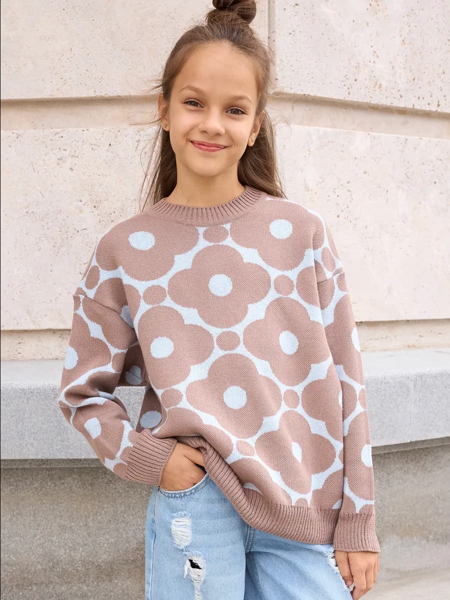 Джемпер для девочки подростка вязаный детский оверсайз