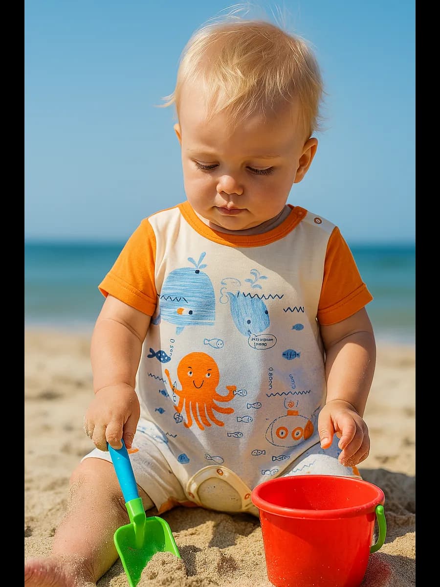 Песочник трикотажный с принтом для новорожденных