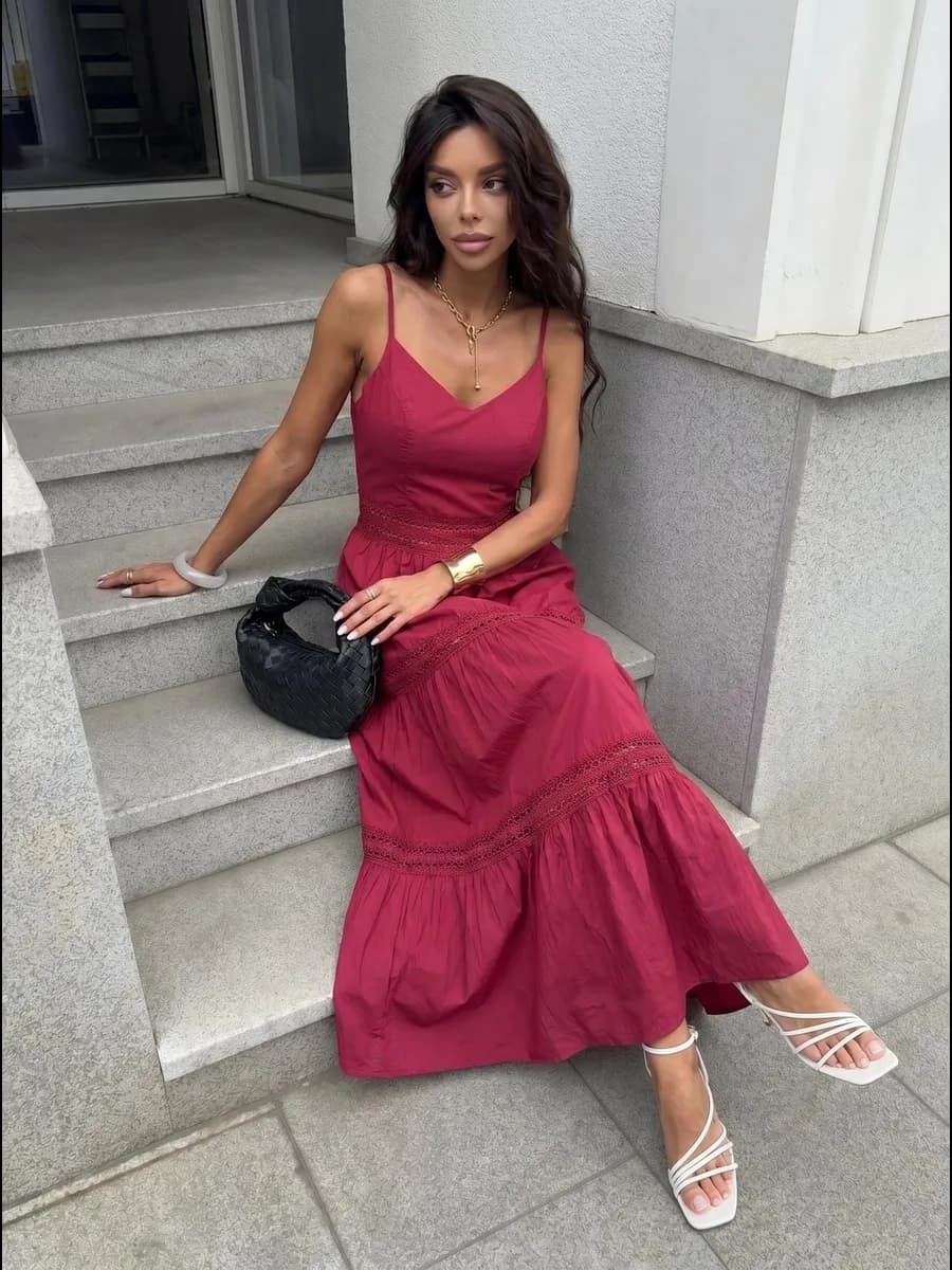 Сарафан летний длинный на бретельках