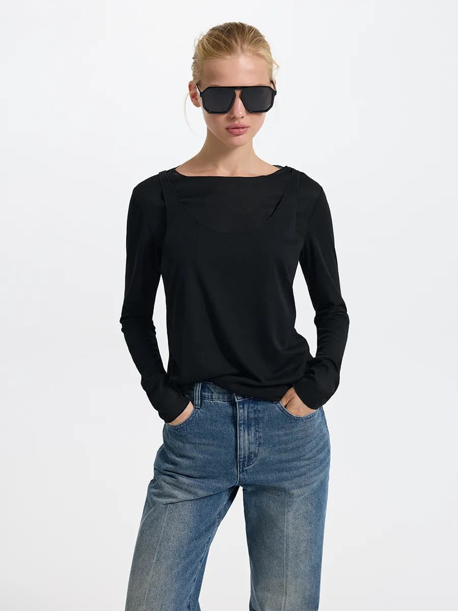 Двойной лонгслив с вискозой