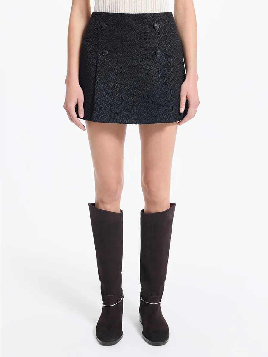 Твидовая юбка мини с шерстью