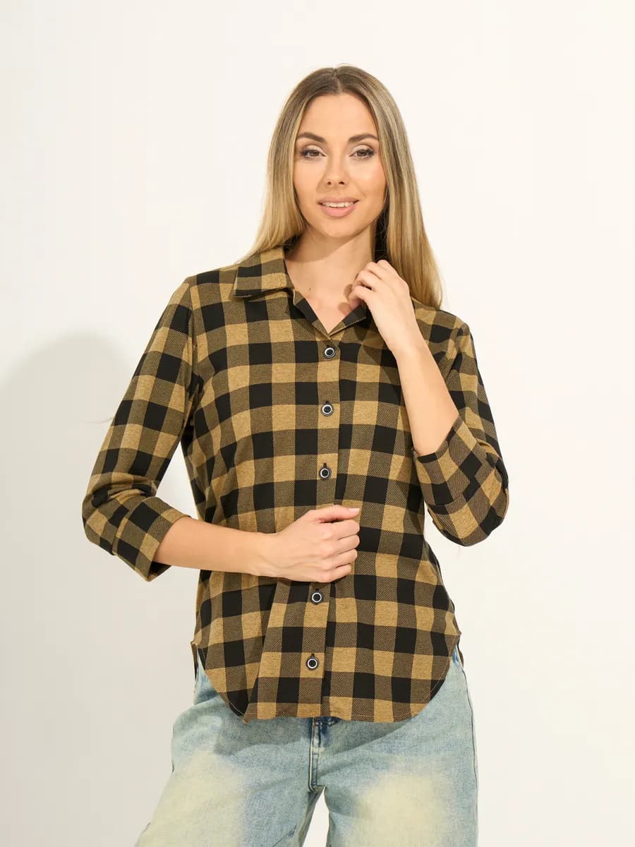 Рубашка в клетку классическая новогодняя для офиса