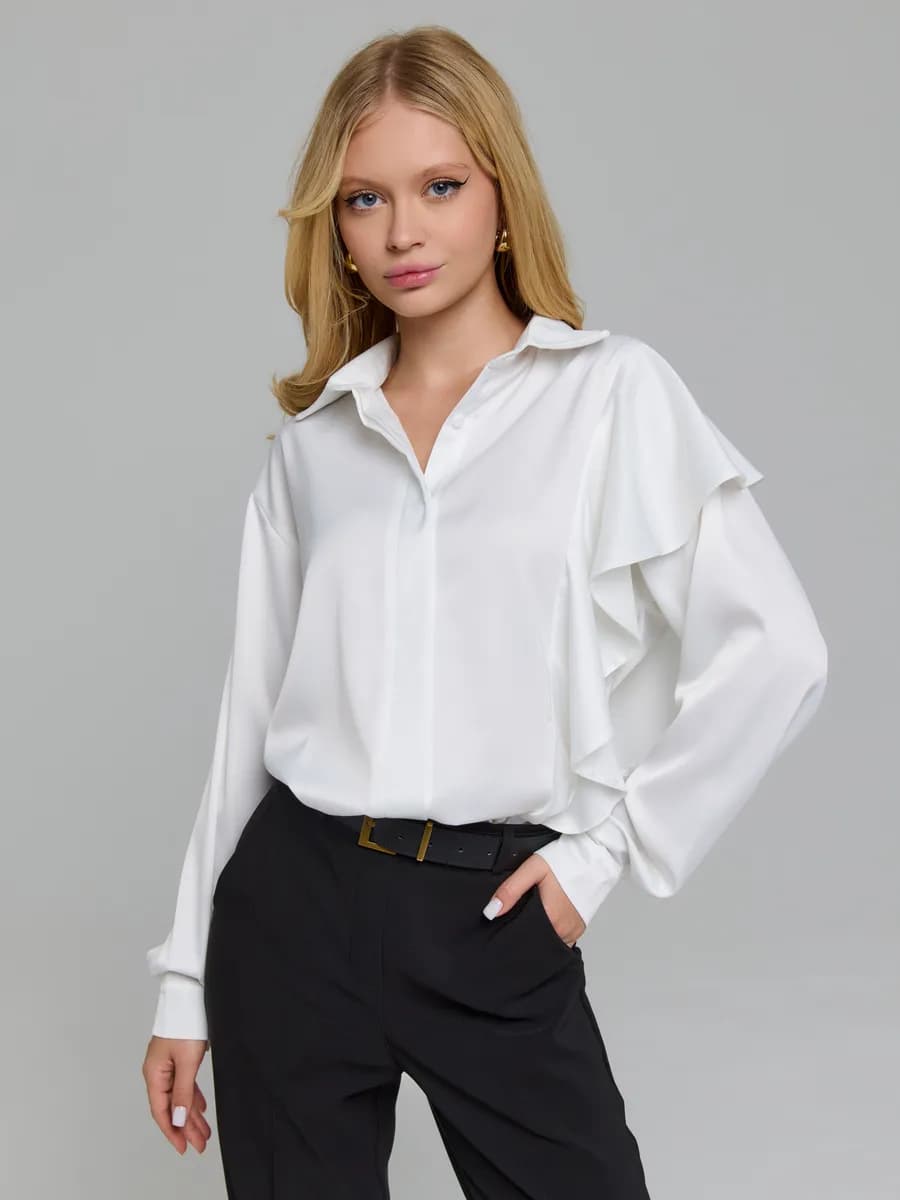 2025 Рубашка оверсайз из шелка атласная для девочки школьная