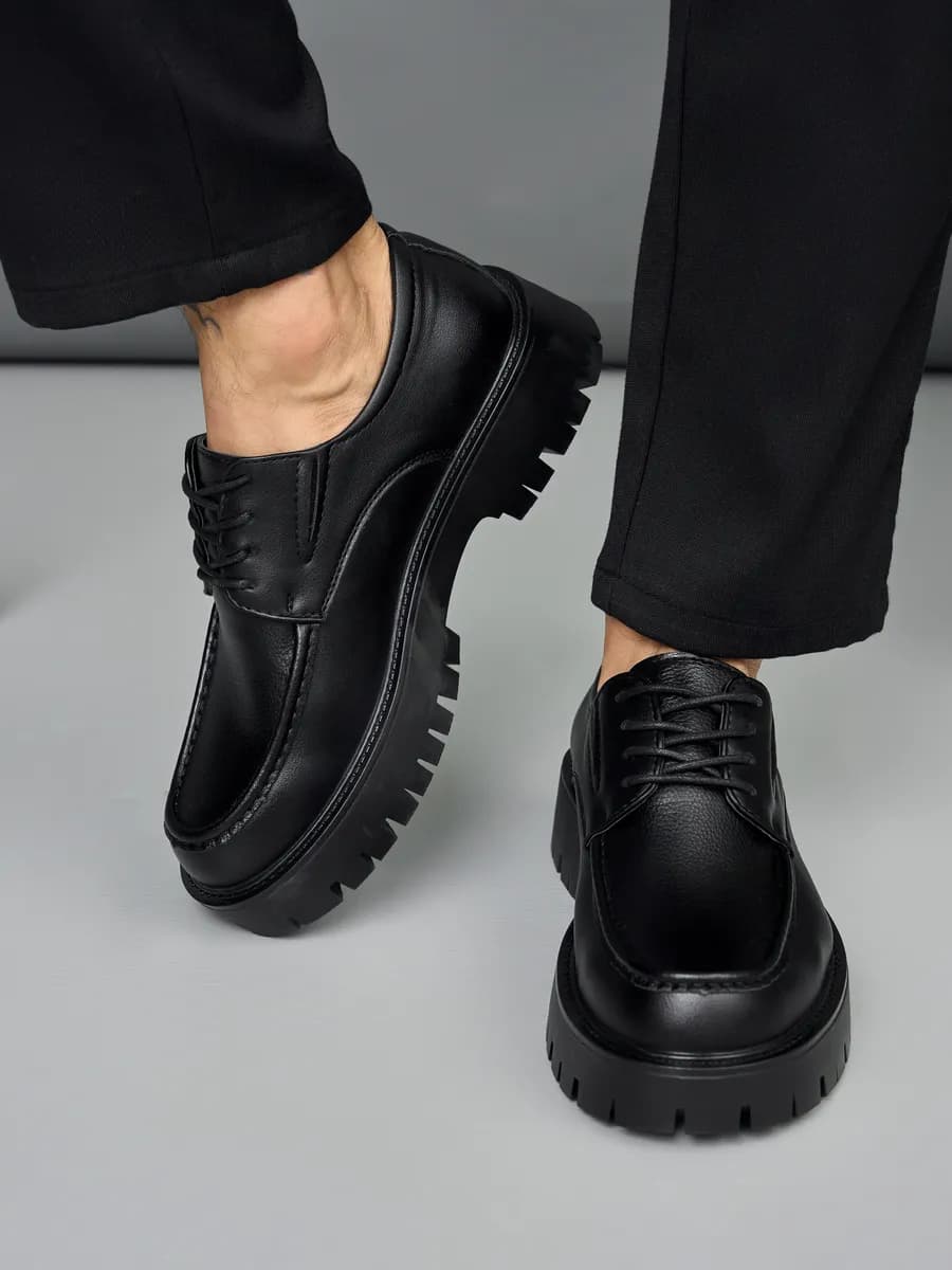 Туфли мужские из кожи на высокой подошве - фото 1