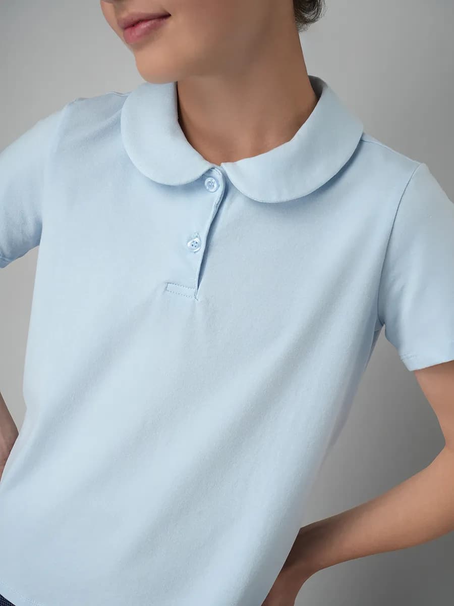 Блузка поло с коротким рукавом школьная