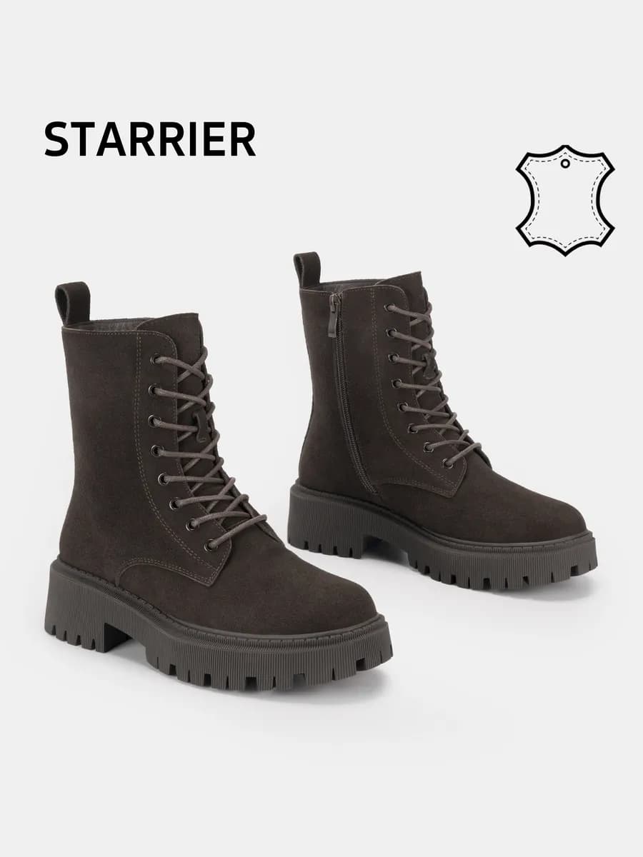 Ботинки зимние натуральная замша со шнуровкой