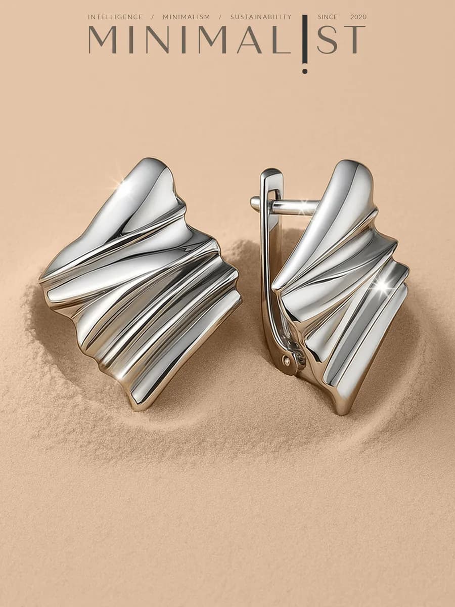 Серьги серебро 925 крупные мятый металл