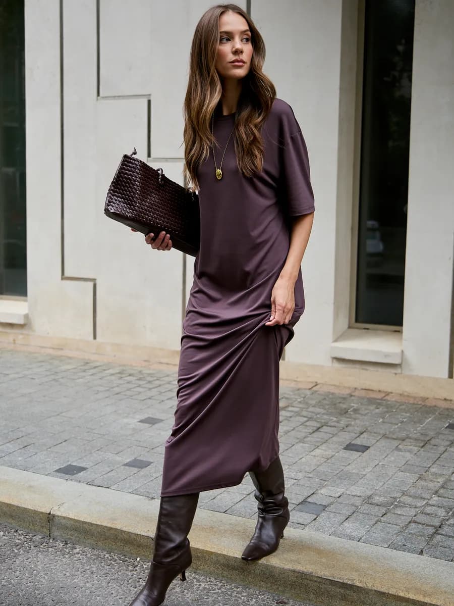 Платье повседневное длинное на осень больших размеров