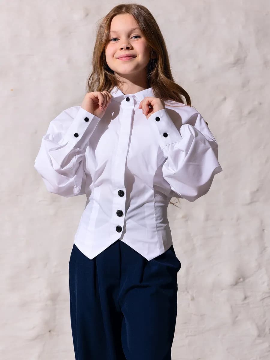 Блузка хлопковая школьная - фото 1