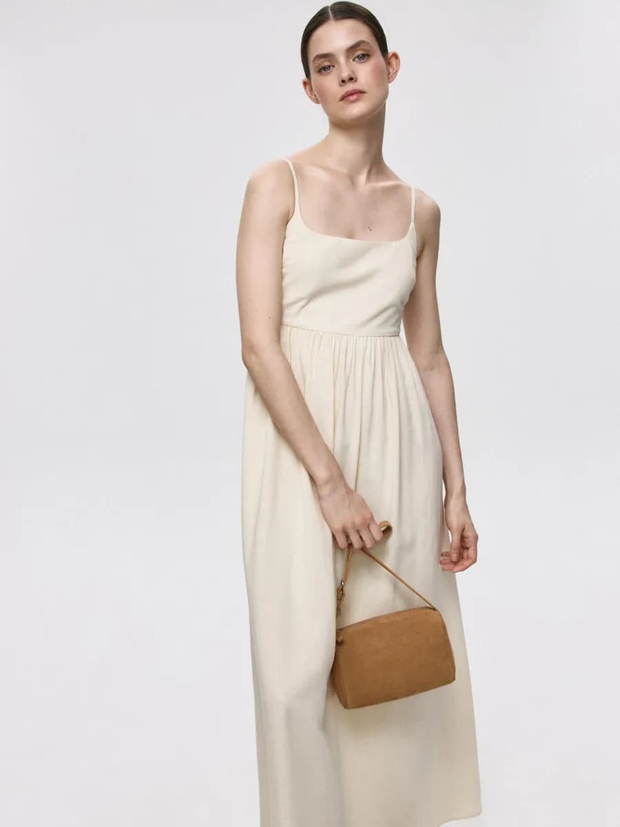 Платье летнее макси на тонких бретелях