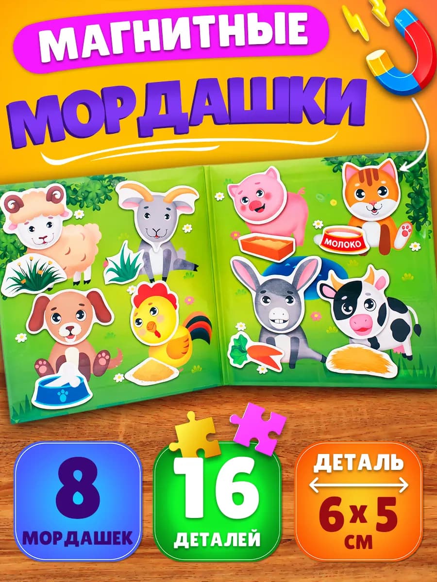Магнитная развивающая игрушка для малышей Мордашки