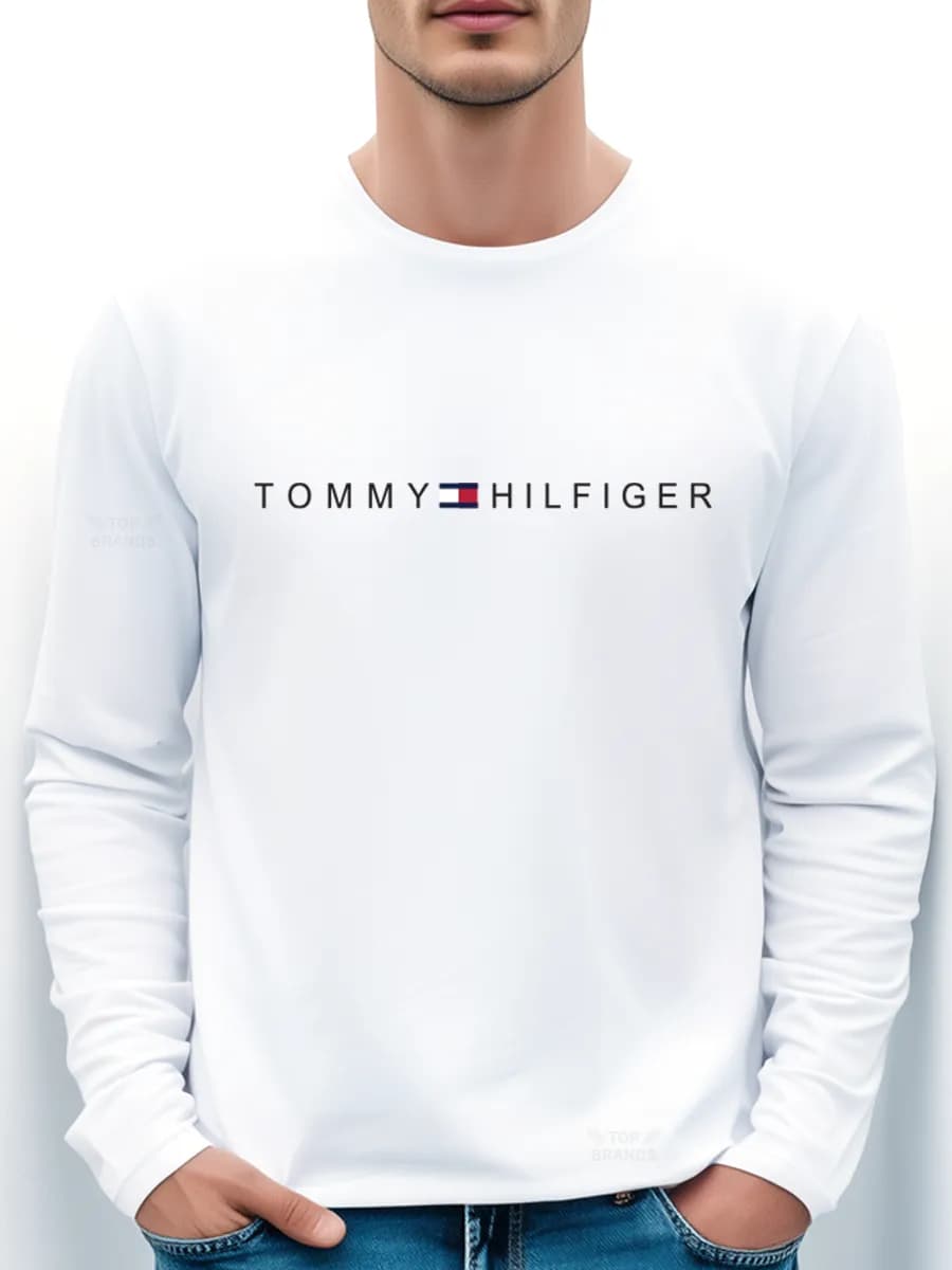 Лонгслив белый базовый с длинным рукавом