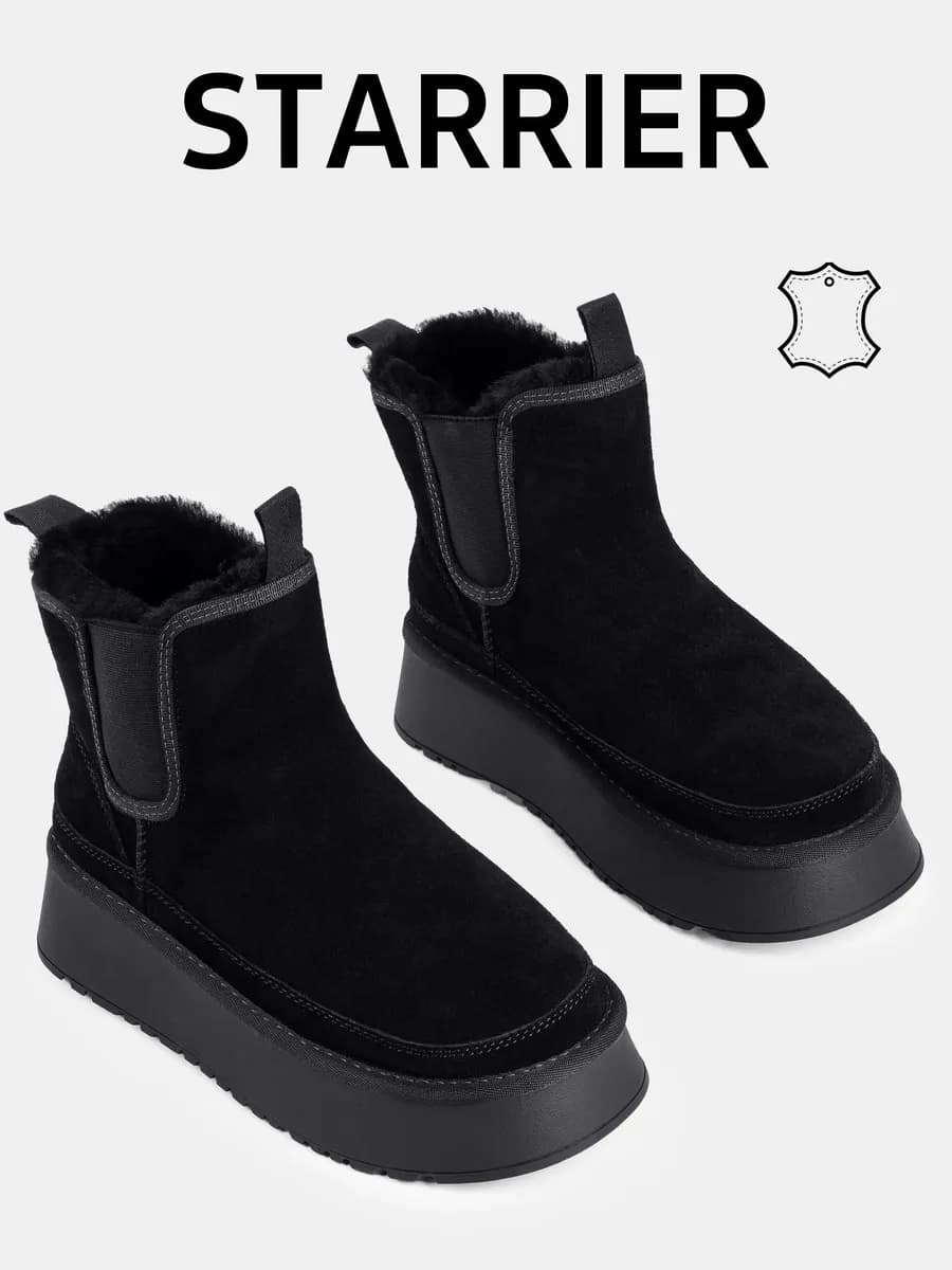 Угги зимние на платформе натуральная замша - фото 1