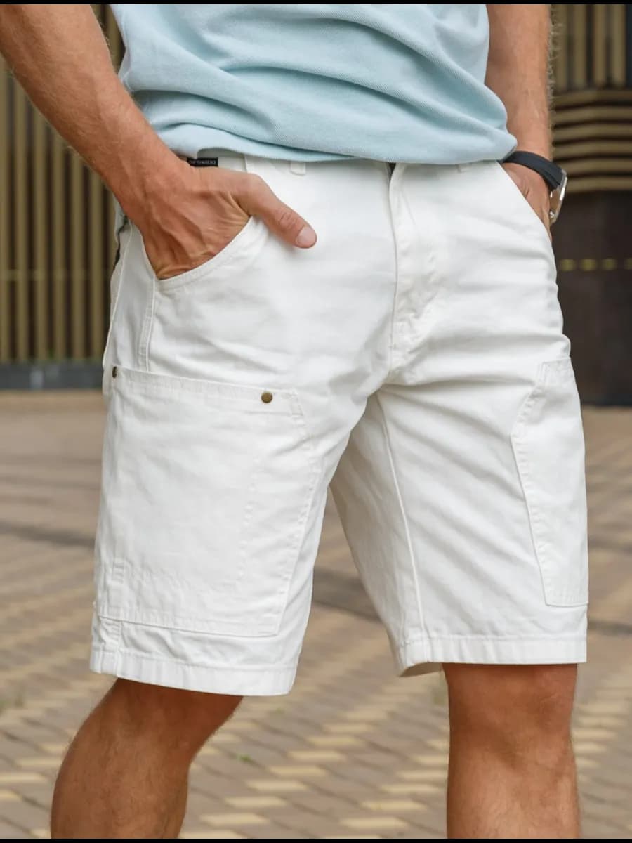 Шорты летние джинсовые белые с карманами классические